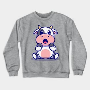 Cute Cow Surprised Cartoon Crewneck Sweatshirt